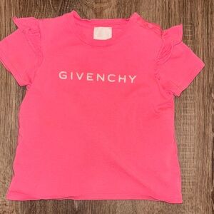 Givenchy Kids Vibrant Pink Tee with Ruffle Sleeves